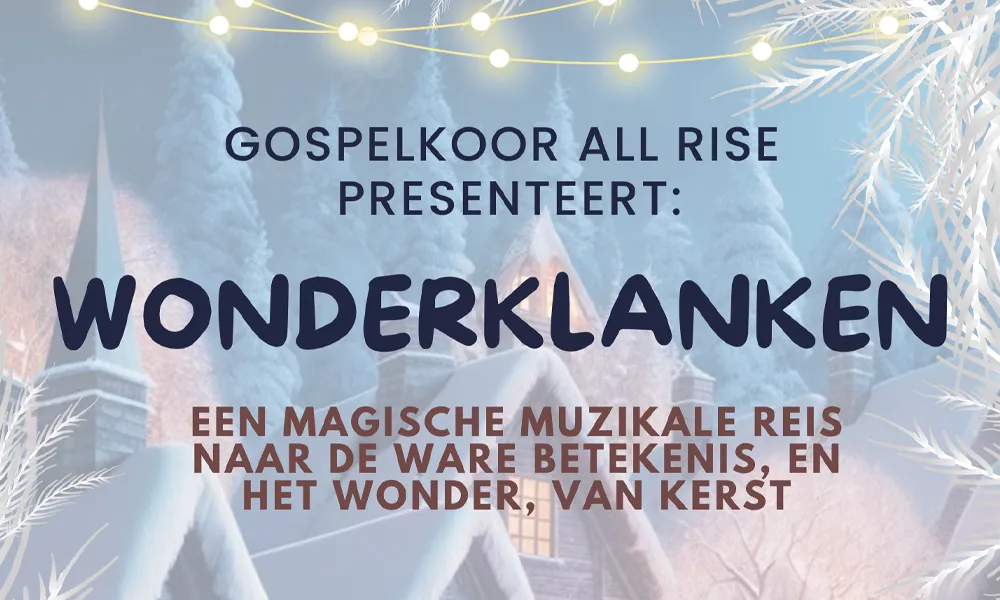 U kunt de week van de kerstdagen goed beginnen want All Rise geeft een prachtig kerstconcert op maandag 22 december. We nemen u mee in een avondvullend programma vol wonderlijk mooie kerstklanken om het prachtige Wonder van Kerst te bezingen.